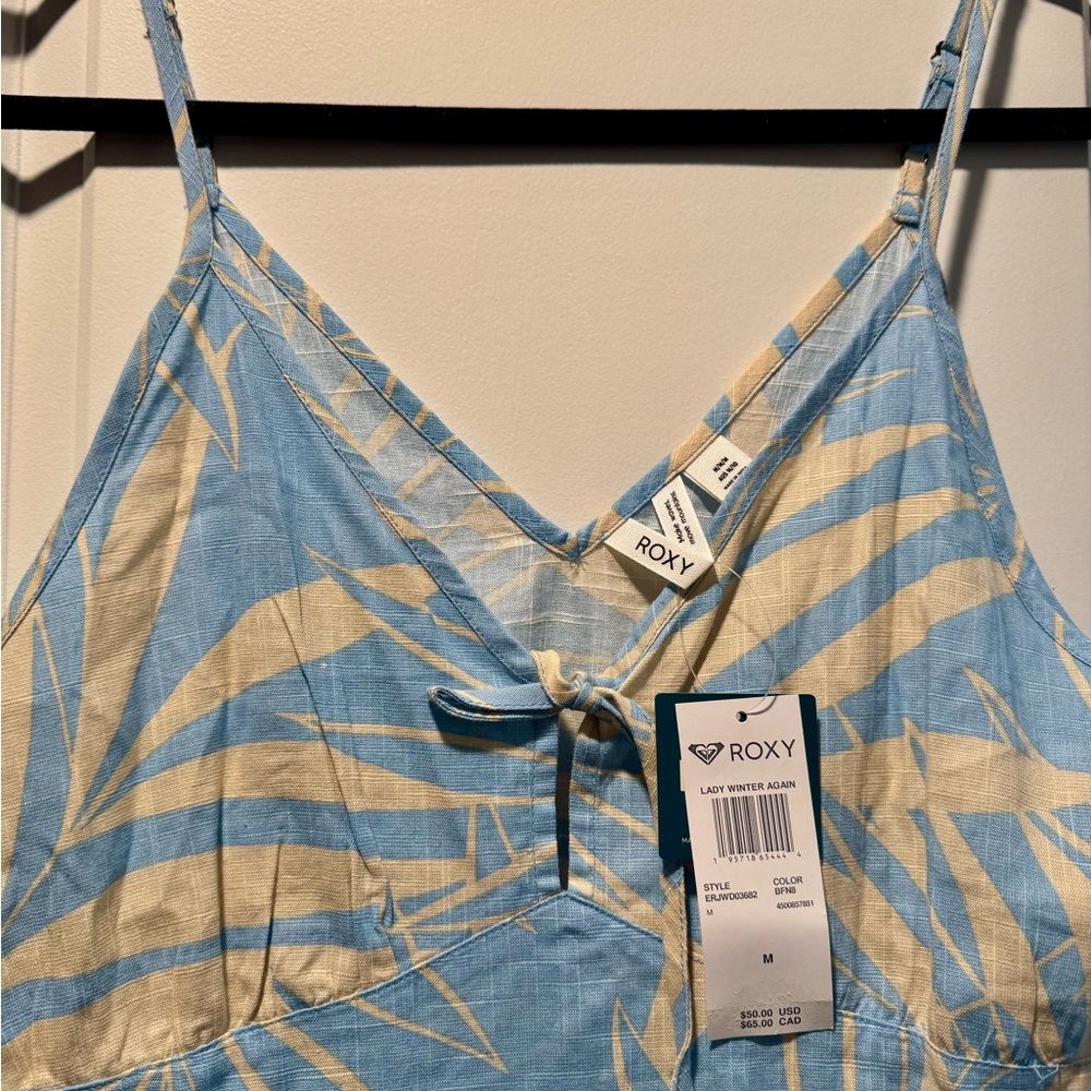 Roxy Light Blue and Cream Tropical Dress